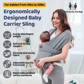 Baby Carrier Newborn from Birth, Belly Carrier Bag, Grey