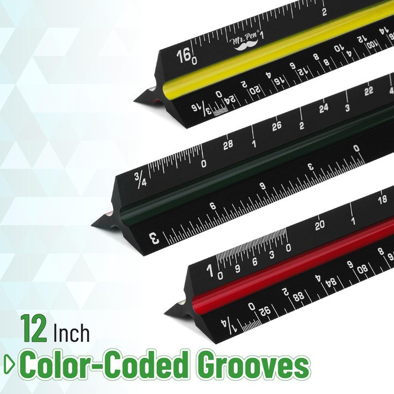 Mr. Pen- Architectural Scale, 12 inch, Black, Scale Ruler Contractor,