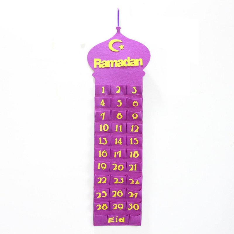 Ramadan Hanging Calendar Countdown Calendar Hanging Bag Wall Calendar Storage