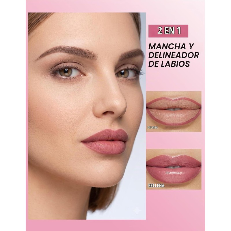 Erinde Lápiz Delineador de Labios Líquido con Pincel, Resistente al