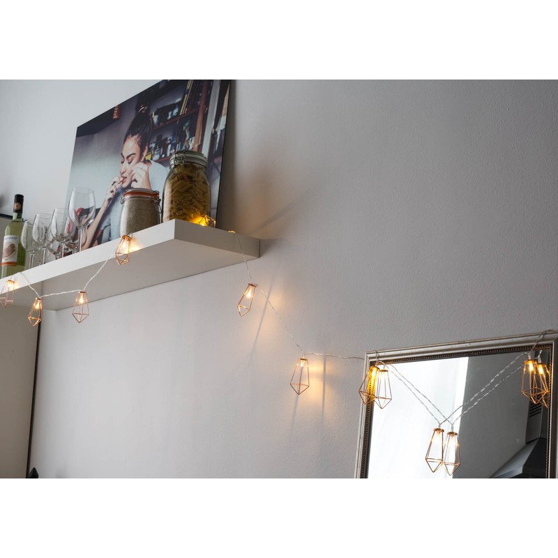 CozyHome LED Light Chain Geometric Pyramid-Shaped Copper Rose Gold