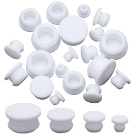 GORGECRAFT 24PCS 4 Sizes Silicone Stoppers for Salt and Pepper Shakers 13/64 5/16 7/16 19/32 Inch White Salt Plug Stopper Replacement Bottle Caps Reusable Round End Cap Corks for Bottles Pots