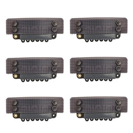 YTBYT 6 Pcs Stickable Wig Clips U-Shape Snap Clip 32mm 6-Teeth Hair Extensions Clips for Fixed Wig Windproof Strap (Dark Brown)