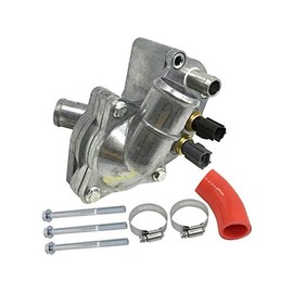 Aluminum Engine Coolant Thermostat and Housing Assembly - with 2 Sensors and Bypass Hose - Compatible with 2001-2005 Ford Explorer Sport Trac 4.0L V6 (Dual Clip-In Style Sensors) From 7/24/2000