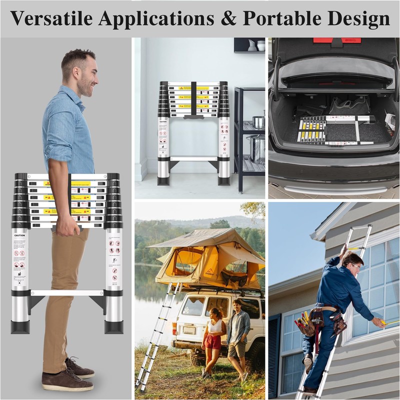 Telescoping Ladder Extension Telescopic Collapsible - 8.5 FT Rv Telescope