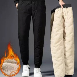 남자 겨울패딩바지 기모방수바지 밴딩팬츠 보온바지 [블랙(조거핏) 3XL(95)] Men's Winter Padded Pants Fleece Waterproof Pants Banding Pants Thermal Pants [Black (Jogger Fit) 3XL (95)]