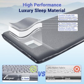 Elegear Self Inflating Camping Sleeping Pad, 3.1'' Ultra Thick Memory Foam Camping Pad with Pillow & Embossed Surface Design, 20s Fast Inflating Insulated Sleeping Pad for Camping/Travel/Tent/Car