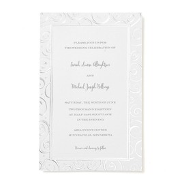 Gartner Studios Silver Foil Swirl Print-at-Home Invitation Kit, Wedding Supplies, 5.5" x 8.5", 24-Count, White, (95211)