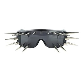 PLOPLO Punk Rocker Large Shield Spike Fashion Novelty Party Dance Sunglasses (Black, 5#-25 rivets)