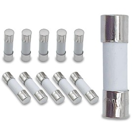 T6.3AH250V 0.2x0.78 Inch 6.3A 250V Ceramic Tube Slow-Blow Pack of 10 Ceramic Fuses 6.3 amp 250 Volt 5x20mm Time-delay Fuses