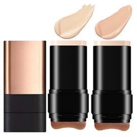2 in 1Luxury Anti-Wrinkle Foudation Stick,Double Head Foundation Make Up Stick,Eraser Foundation Stick With Brush,Waterproof Traceless Hydrating Foundation Repair Stick(Nature+White)