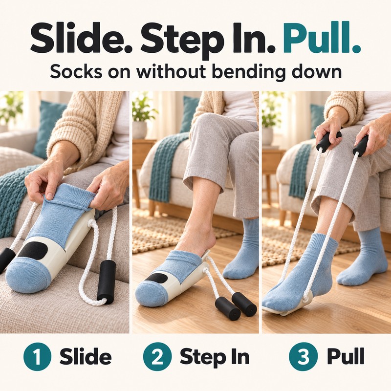 Sock Aid Device for Seniors – No-Bend Sock Helper with