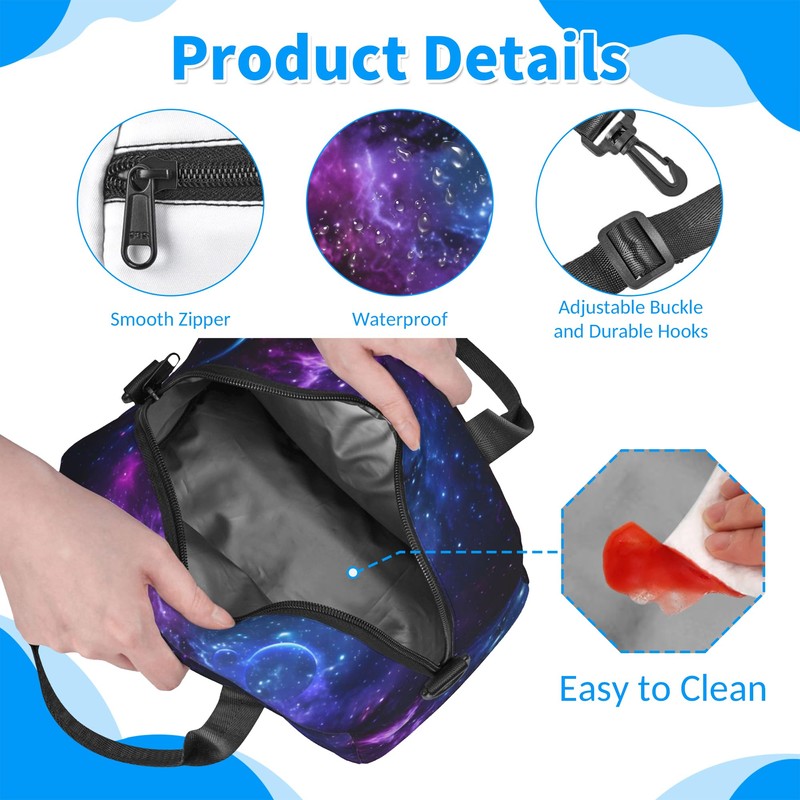 Galaxy Space Sky Insulated Lunch Bag, Reusable Portable Thermal Leak-Proof