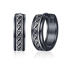StoryEtain Norse Viking Earrings for Men Women 925 Sterling Silver Small Round Celtic Huggie Hoop Earrings Viking Jewelry Gifts