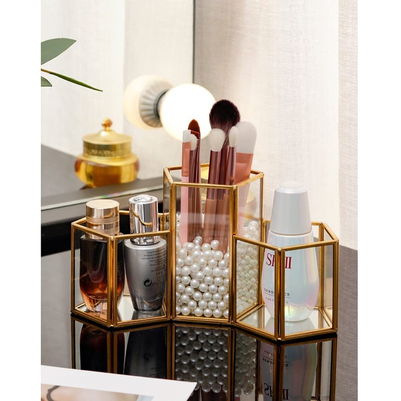 HARLIANGXY Makeup Brush Holder Glass Cosmetic Organiser Makeup Brush Storage