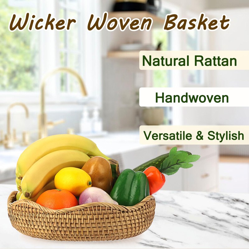 Hipiwe Woven Wicker Storage Basket Bowl