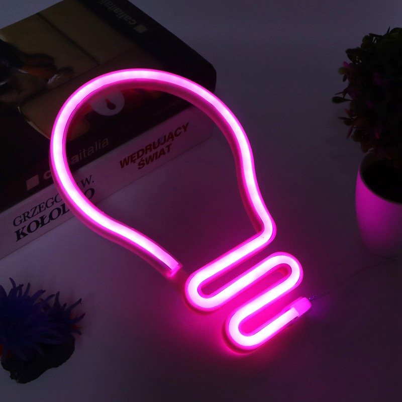 Bulb Shape Neon Light LED Sign for Wall Decor Party