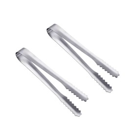EDAR Ice Tongs, Stainless Steel, 5.7 inches (14.5 cm), Silver, Set of 2, Dishwasher Safe