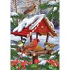 Gathered Together Winter Garden Flag Cardinals Birdfeeder 18" x 12.5"
