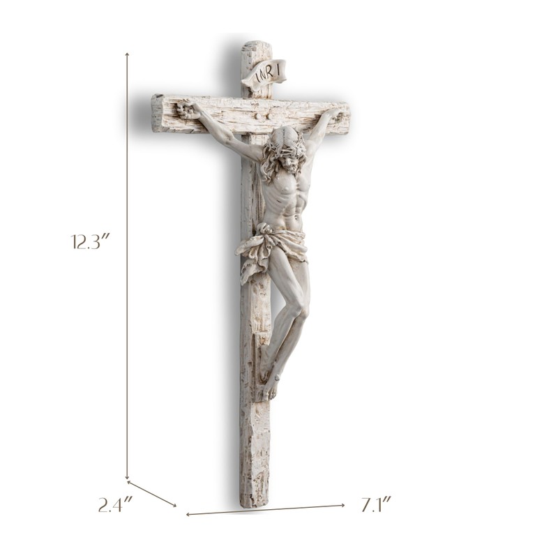 DevotedWalls 12" H Florentine Crucifix（Antique White）