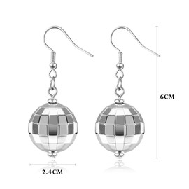 Adoshine Disco Ball Earrings for Women Silver Gold Disco Mirrorball Earrings Perfect for 70s outfits Dance Party Costume Accessories (Short Silver 3 Pairs)