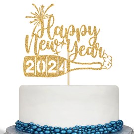 Decoración para tartas de feliz año nuevo 2023, decoraciones de feliz año nuevo, Hello 2023, Cheers 2023, suministros de decoración de fiesta de Año Nuevo, purpurina dorada