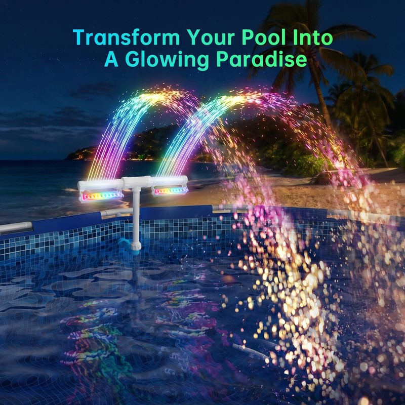 LED Pool Fountain with Remote, Rechargeable Waterfall Spray for Inground