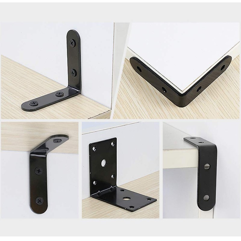 20 Pcs Black L-Shape Corner Brace Bracket,50mmx50mm,Stainless Steel 90 Degree