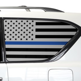 BOGAR TECH DESIGNS Precut Quarter Window American Flag Vinyl Decal Sticker Fits Nissan Armada 2017-2024, Thin Blue Line