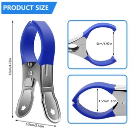 Vicloon Pack of 6 Stainless Steel Beach Towel Clips, Large Clothes Pegs, Towel Clips for Beach Loungers with Protective Cover, Beach Towel, Bath Towel, Bed Linen and Thick Clothing