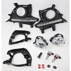 KINSTECH For 2014-2016 TY Highlander Clear LED Fog Lights Set w/ White Amber DRL Bezel