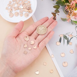 UNICRAFTALE 60pcs 6 Styles Rose Gold Blank Stamping Tags 304 Stainless Steel Pendant Flat Round & Heart & Square & Oval & Teardrop Charms for Bracelet Necklace Jewellery Making