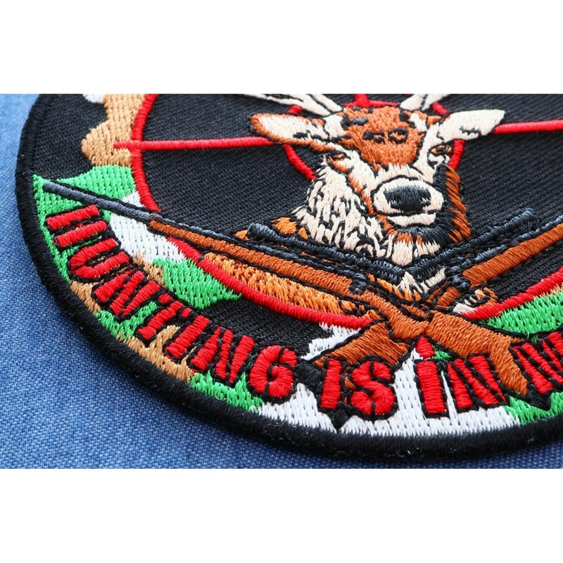 Deer Hunter Patch - 4x4 inch. Embroidered Iron on Patch