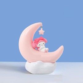 noxozoqm Cute Moon Night Light, Kawwai LED Light Desk Lamp, Bedroom Decor Rechargeable Birthday Present Surprise Gift for Girls Friends (Pink Light)