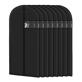 Garment Bags for Hanging Clothes (8 packs?43 inches) Washable Black Suit Bags for Closet Storage and Travel with Clear Window