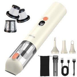 autozen M3 Handheld Vacuum Cordless 15000Pa Powerful Suction, Portable 4-in-1 Car Vacuum Cleaner with LED Display&Light, Multi-Nozzles for Car Interior Home Cleaning, Milk White