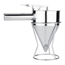 Piston Funnel, 800ml Wax Funnel Dispenser Piston Fondant Funnel for Sauces Stainless Steel Baking Funnel Dispenser with Rack for Home Kitchen Bakery Use