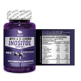 NATSA Myo & D-Chiro Inositol 40:1 100 cápsulas | 2 cápsulas diarias | Reforzado con Ácido Fólico | Fórmula concentrada 40:1 | Calidad Premium | Ingredientes Puros