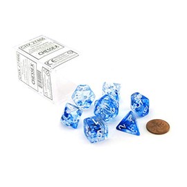 Polyhedral 7-Die Nebula Chessex Dice Set - Dark Blue with White Numbers CHX-27466