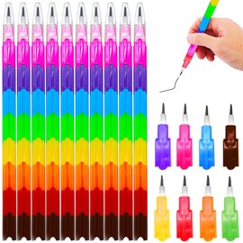 40 Lápices Apilables de Plástico,8 en 1 Lápices Apilables de Colores,Lápices de Plástico Apilables,Regalos de Cumpleaños, Fiesta,Recompensas en el Aula
