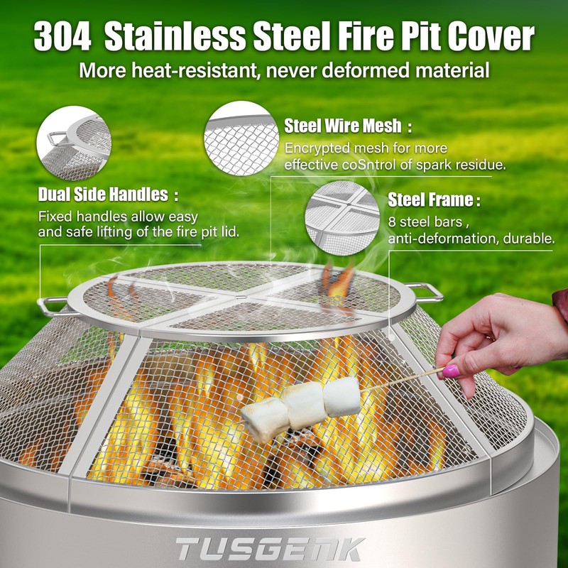 TUSGENK Fire Pit Screen for Solo Stove Bonfire, 19.5inch Fire