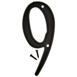 Hy-Ko 4” Classic Black Reflective Plastic House Number, Modern Raised Numbers for Exterior House, Durable Convenient Marking for Home Address with Included Mounting Hardware for Simple Installation