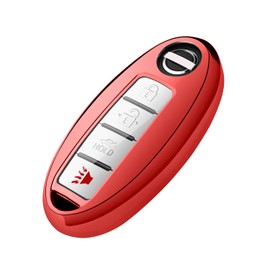 Tukellen Compatible with Nissan Key Fob Cover for Infiniti Key Fob Case Special Soft TPU Key Shell Protector(3 Buttons 4 Buttons 5 Buttons) Red