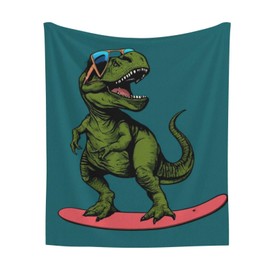 Delerain Green Dinosaur Soft Throw Blanket 40"x50" Lightweight Flannel Fleece Blanket for Couch Bed Sofa Travelling Camping for Kids Adults