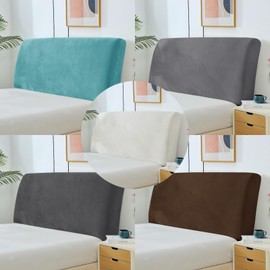 Boxonly Stretch Headboard Slipcover, Elastic Bed Protector for Bedroom Decor, Full Coverage, White (47"x27" / 120x70 cm Size)