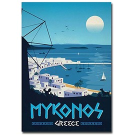 Mykonos Greece Travel Vintage Art Refrigerator Magnet Size 2.5" x 3.5"