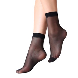 MANZI Women’s 12 Pairs Black Ankle High Sheer Pop Silky Socks 20 Denier