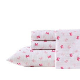 Nautica Kids - Twin Sheet Set, Super Soft & Cozy Toddler Bedding with Matching Sham(s), Ideal Girl Room Essentials (Axton Crab Pink, Twin)