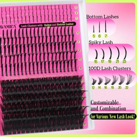 Yawamica Lash Clusters with Spikes and Bottom Lashes DIY Manga Eyelash Extension 12-22mm Wispy Eyelash Clusters with 15-23mm Spikes Lashes and 5-7mm Bottom Lashes Clusters Fairy Cluster Lashes D Curl