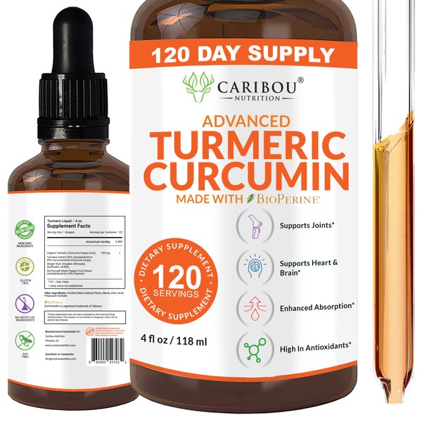 Caribou Nutrition Liquid Turmeric Curcumin with Bioperine for Enhanced Absorption